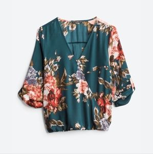 Allan Surplice High-Low Floral Blouse XL